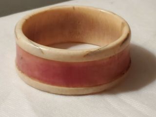 Antique African Bone Bracelet Dyed Red,  1 - 1/4 " Wide