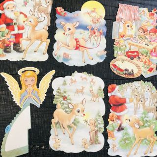 Vintage Christmas Decorations Die Cut Rlm Santa Rudolph And The Beistle Co Angel