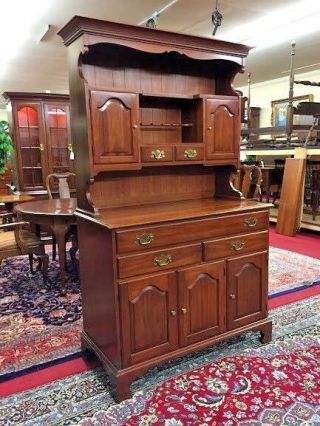 Vintage Henkel Harris Solid Cherry Step Back Hutch Cabinet - Delivery Available.