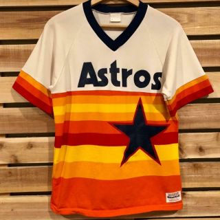 - Rare Vtg 70s/80s Medalist Sand Knit Houston Astros Orange Baseball Jersey M