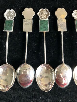 Vintage Antique Sterling Jade Ice Tea Spoons LYH 3