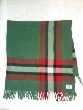 Vintage Troy Robe Red Black Green Plaid Wool Throw 48 X 52