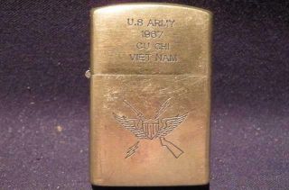 Us Army 1967 Chu Chi Vietnam Engravings On Vintage Zippo Brass Lighter