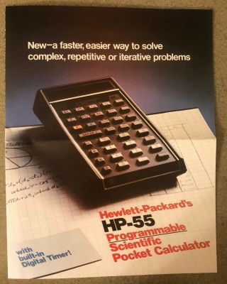 Vintage Hewlett - Packard Hp - 55 Programmable Scientific Calculator Brochure