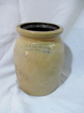 F.  B.  Norton & Co.  Antique Primitive Salt Glazed Stoneware Worcester Mass Crock
