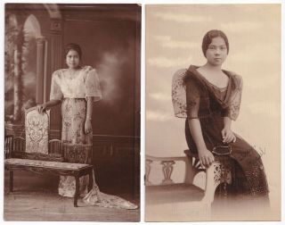 Vintage Philippines Young Filipina Ladies On Chair 2 Rppc Postcards