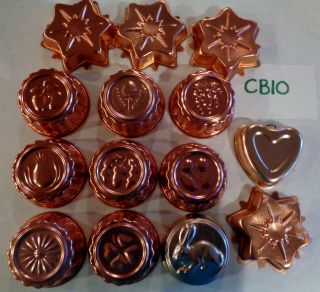 14 Jello Gelatin Copper Colored Metal Vintage Molds Soap Crafts Desserts Cb10