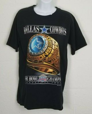 Mens Vintage 1993 Salem Nfl Dallas Cowboys Bowl Ring T - Shirt Sz Medium