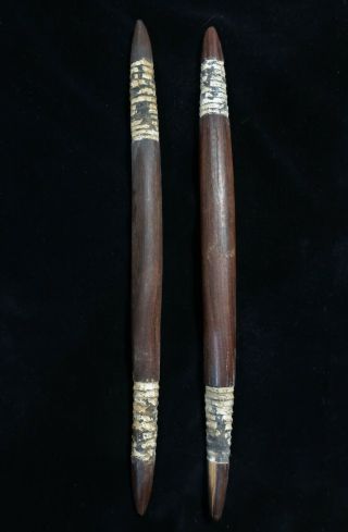 Old Aboriginal Incised Pair (2) Of Clap Sticks Central Desert 31cm Each