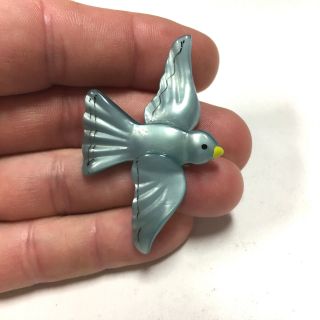 Vintage Old Lucite Celluloid Flying Blue Bird Happiness Figural Brooch Pin Hh46k