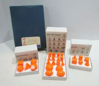 Edmund Scientific Co.  Vintage Set Of 27 Miniature Geometric Shapes Complete,  Box