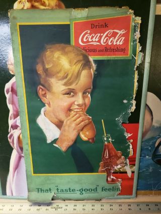 Vintage 1920s 30s Coca Cola Paper Cardboard Sign Antique