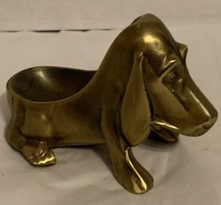 Vintage Pipe Rest Basset Hound Dog Pot Metal With Brass Finish 4”