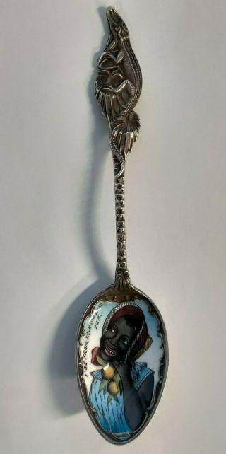 Rare Black Americana Jacksonville Enamel Bowl Silver Spoon Made By Watson