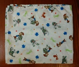 Vintage Toy Story Flat Toddler Bed Sheet Woody Buzz Lightyear 44 " X 58 " Fabric