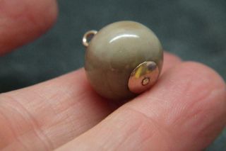 Lovely Antique Victorian 9ct Rose Gold & Agate Ball Orb Pendant Charm