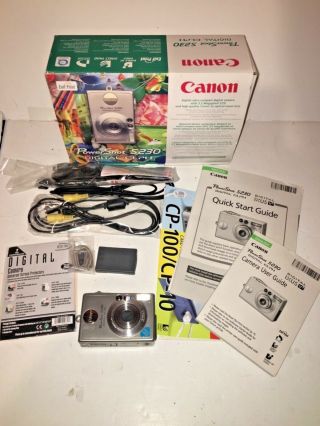 Canon Powershot S230 Digital Camera With Accessories Vtg Digital Elph