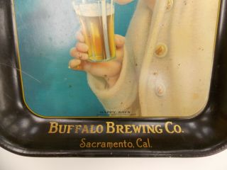 Antique Pre Prohibition beer tray Buffalo Brewing Co.  Sacramento,  California tin 3