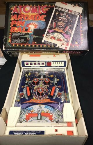 Vintage 1979 Electronic Atomic Arcade Pinball By Tomy - Table Top Pin Ball