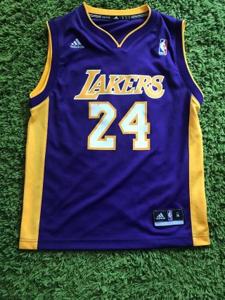 Los Angeles Lakers Nba Basketball Jersey Kobe Bryant 24 Adidas Youth Med 10 - 12