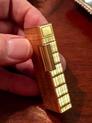 Vintage John Sterling Colibri Of London Gold Plated Plaid Design Butane Lighter