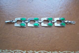 Vintage silver and green enamel bracelet 2