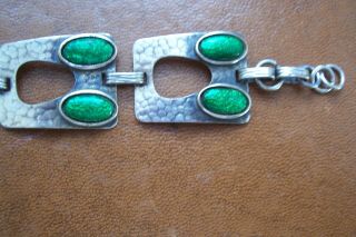 Vintage silver and green enamel bracelet 3