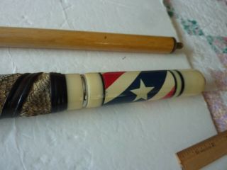 Vintage Rare Patriotic Motif Custom Pool Cue w/ Snakeskin Grip 2