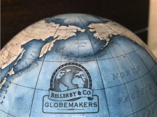Bellerby & Co.  Albion Mini Desk Globe - Cobalt Blue - Oak Base - 23cm Diameter 2