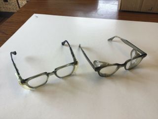 Vintage Optical Safety Glasses Horn Rim Side Shields Steampunk Mesh Sideshields