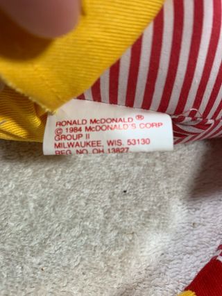 Ronald Mcdonald Vintage 1984 Mcdonald 
