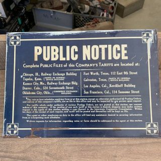 Antique Railroad Station Sign Tin North Edwards CA Depot TARRIFF ' S Santa Fe 2