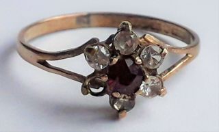 Vintage 9ct Gold Garnet And Paste Set Ring Size O
