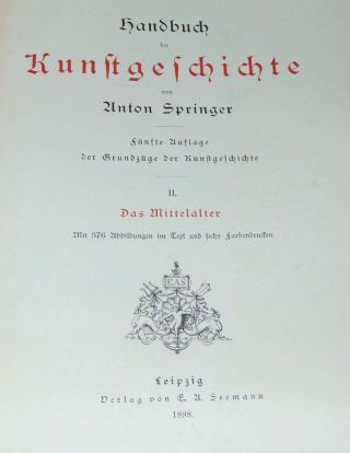 ANTIQUE Book 1898 HANDBUCH DER KUNSTGESCHICHTE Anton Springer ARCHITECTURE & ART 3