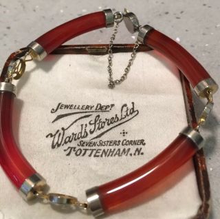 Vintage Jewellery Lovely Real Carnelian Links Bracelet