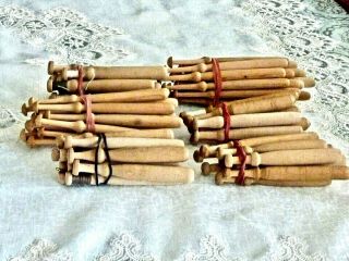 Antique Russian Rare Set 80 Wooden Bobbins For Lace Making Various Sizes