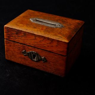 Vintage Church Wooden Treen Money Box Lockable With Key (ms158)