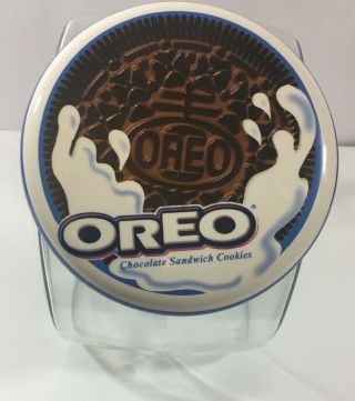 Vtg Style Nabisco Oreo Glass Tilt Cookie Jar General Store Type Table Top