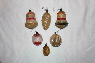 Vintage Mercury Blown Bells,  Pine Cone,  Chestnut,  And Pumpkin? Made In Poland
