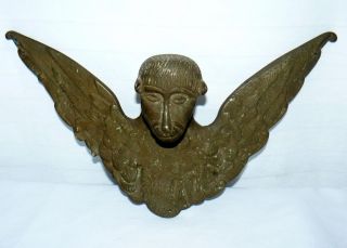 Antique Brass Monkey With Wings Bust Wall Hanging Decoration