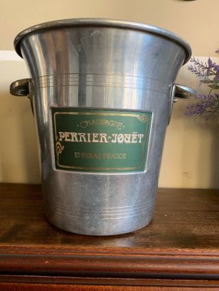 Vintage French Perrier Jouet Champagne Ice Bucket Epernay France Wine Metal