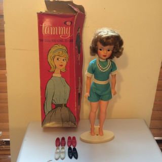 Vintage Ideal Tammy Doll With Pedestal,  Outfit And Box
