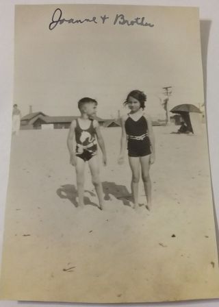 Vintage Old 1936 Photo Cute Little Girl & Boy Children 