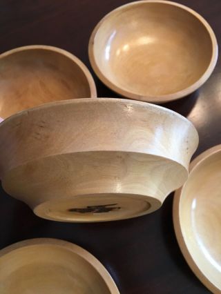 5 Vintage Mid Century Modern Mcm Woodpecker Wood Ware 6 " Bowls - Made In Japan