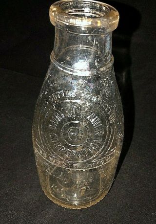 Vintage Quart Milk Bottle; Detroit,  Michigan; Marked 3 Cent Deposit