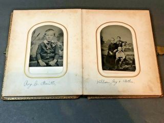 Antique Leather Family Photo Album Civil War Era Tintypes & Cdv Photos