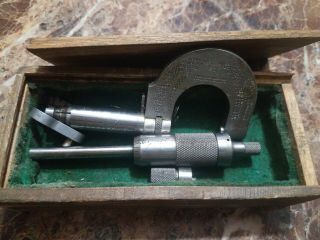 Brown And Sharpe Micrometer Wood Box Parts Vintage