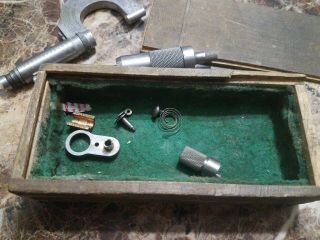 Brown And Sharpe Micrometer wood box parts vintage 2