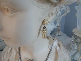 VINTAGE FRENCH LADY/GIRL STATUE BUST W/ JEWELS,  ROSE MILLENARY HAT& CANDLE HOLDER 3
