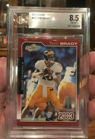 2000 Score 316 Tom Brady Rookie Card Bgs 8.  5 Nm - Mt,  Patriots